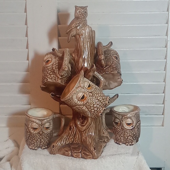 Vintage RARE Ceramic Cup Owl Tree - Picture 4 of 11